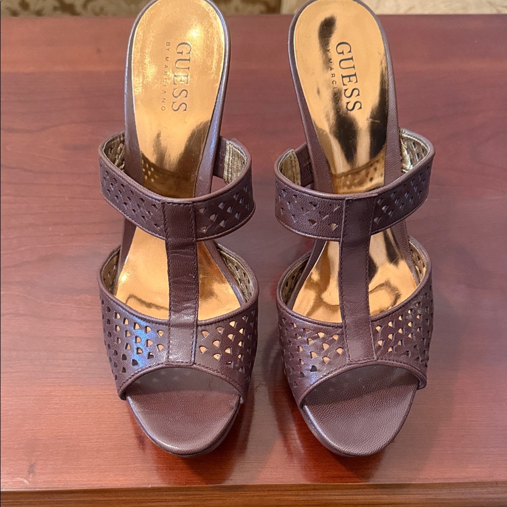 Guess Women's Dark Brown open toe heel